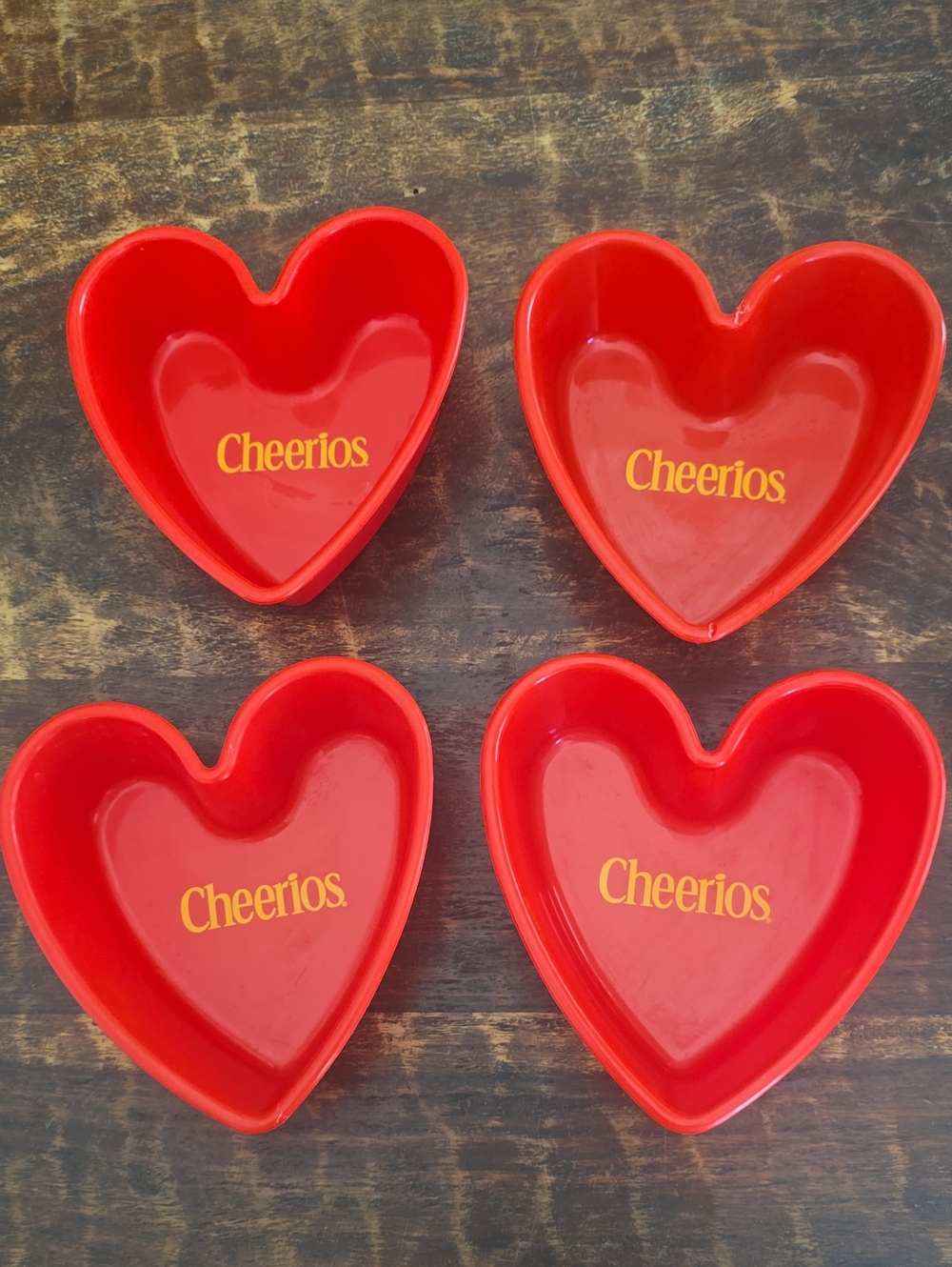Red Heart-Shaped Snack Dishes - Set of 4